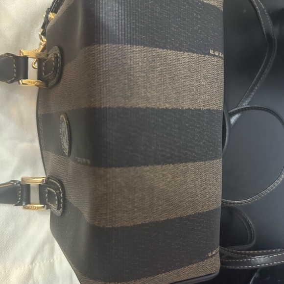 Fendi vintage mini crossbody. Black and Brown Striped Bag with Gold Hardware - Picture 5 of 7